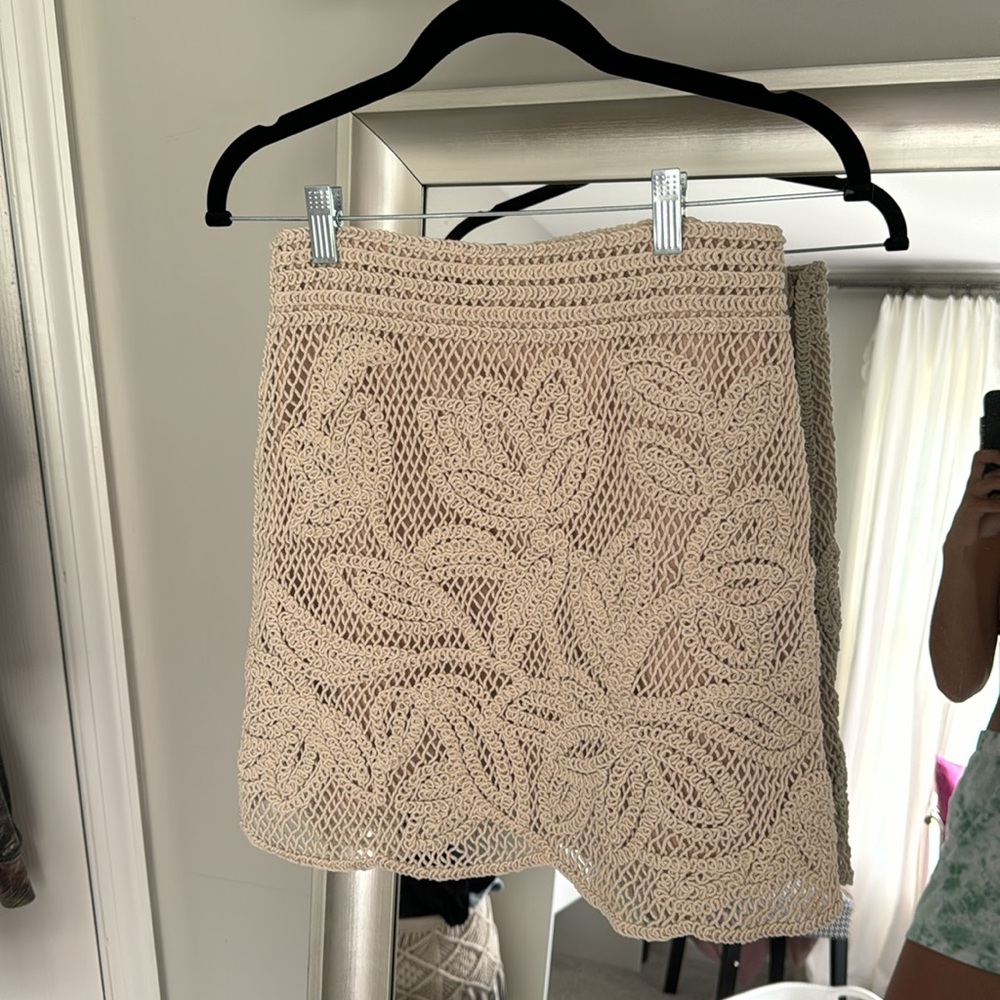 Beautiful crochet skirt size small skies are blue